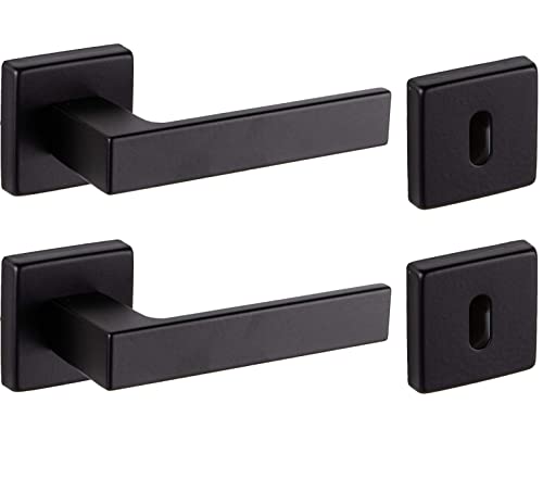 Bricolevante Innentürgriffe, erhältlich in mehreren Varianten, verkauft als Set – quadratischer Türgriff (quadratisch, schwarz) von bricoleva.it