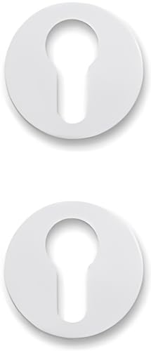 Paar Rosetten für Zylinderloch, kompatibel mit Yale-Loch, Türschloss – Rosetten werden paarweise verkauft (rund, weiß) von bricoleva.it