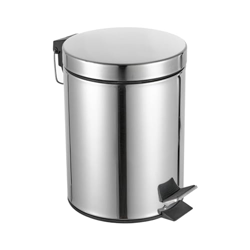 bricoleva.it Badezimmer-Abfallbehälter mit Pedalöffnung in Silberfarbe, Badezimmer-Abfallbehälter aus Edelstahl, erhältlich im 3-Liter- und 5-Liter-Format (3 Liter) von bricoleva.it