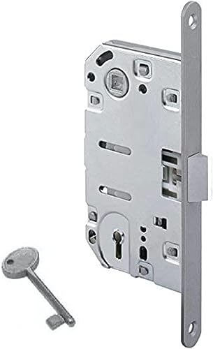 bricoleva.it Türschloss für Innentüren, Türschlösser mit oder ohne Schlüssel (mittlere Verriegelung, satiniertes Chrom) von bricoleva.it