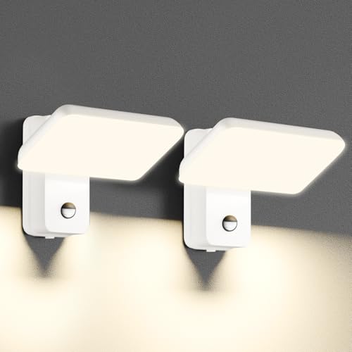brightower 24W Außenwandleuchte Außenlampe mit Bewegungsmelder,IP65 LED Wandleuchte Außen Aluminium mit Schwenkbar LED Panel,Warmweiß 3000K Außenleuchte für Garten Terrasse (Weiß 2 Stück) von brightower