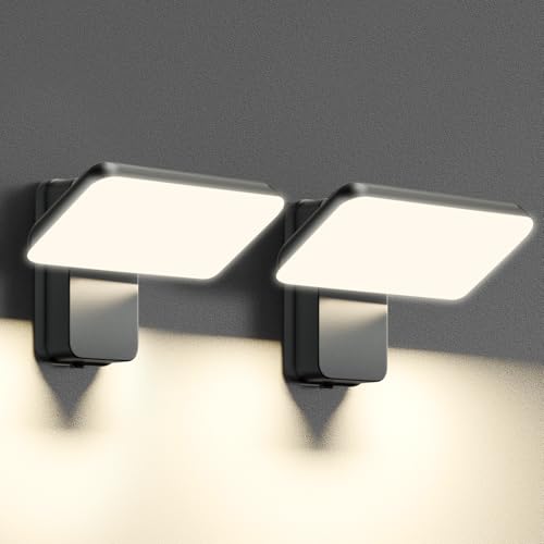 brightower Außenlampe, LED Wandleuchte Aussen, Wasserdicht IP65 aussenlampe wand, Wandleuchte Innen/Außen mit Schwenkbar LED Panel, Warmweiß 3000K Außenwandleuchte (dunkelgrau 2 Stück) von brightower