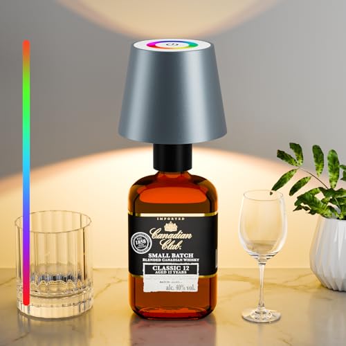 brightower LED Flaschenlampe mit RGB,5200mAh Touch Kabellose Flaschenleucht, IP54 stufenloses Dimmen Tischlampe für Restaurants im Innen- und Außenbereich, Bars, Schlafzimmer&Camping (Grau) von brightower