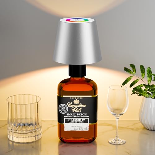 brightower LED Flaschenlampe mit RGB,5200mAh Touch Kabellose Flaschenleucht, IP54 stufenloses Dimmen Tischlampe für Restaurants im Innen- und Außenbereich, Bars, Schlafzimmer&Camping (Silber) von brightower