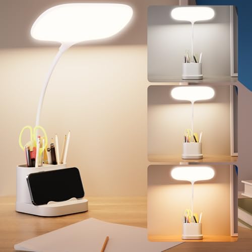 brightower Schreibtischlampe Kinder, Touch LED Schreibtischleuchte mit Stifthalter, 3 Farben&Stufenloses Dimmen,Schwanenhals Leselicht mit USB-Anschluss, für Büro, Schlafzimmer, Wohnzimmer (Weiß) brightower Schreibtischlampe Kinder, Touch LED Schreibtischleuchte mit Stifthalter, 3 Farben&Stufenloses Dimmen,Schwanenhals Leselicht mit USB-Anschluss, für Büro, Schlafzimmer, Wohnzimmer (Weiß) von brightower