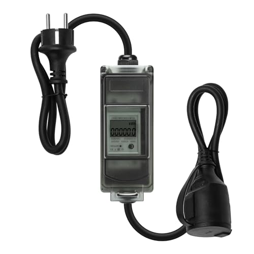 HDB-02 Mobiler Digitaler Stromzähler, Briidea 230V Das Mobile Outdoor KWH Messgerät, IP65-Wasserdichtigkeit, Geeicht und mit Reset-Funktion, Gummischlauchkabel, für Wohnmobile, Elektrofahrzeuge von briidea