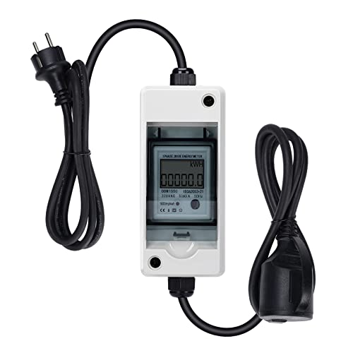 Mobiler Digitaler Stromzähler, Briidea 230V Das Mobile Outdoor KWH Messgerät mit IP65 Wasserdicht, Gummischlauchkabel Tragbar für Wohnmobile Elektrofahrzeuge Haushalte Usw, HDB-01DE von briidea