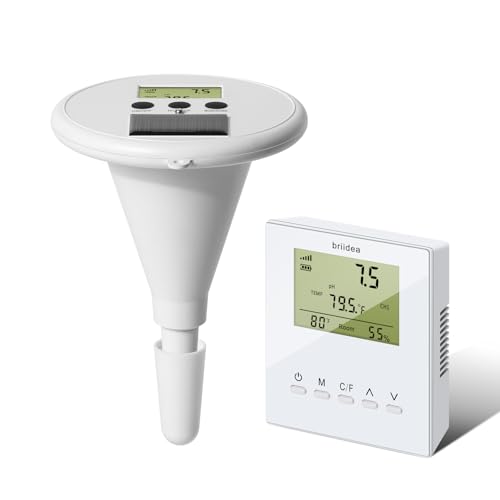 briidea Kabelloses Digitales Schwimmbad-Wasserprüfgerät Mit Zwei Displays & Hochpräziser Elektrode Zur Messung Von Temperatur, pH, EC, TDS Für Alle Pools, Whirlpools Und Spas, HMWC von briidea