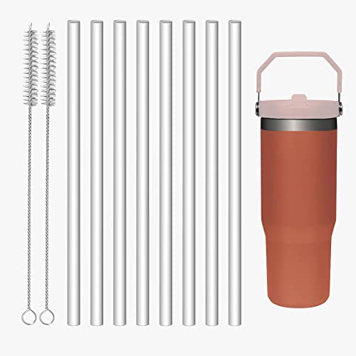 8 Stück Ersatz-Trinkhalme für IceFlow Edelstahlbecher, wiederverwendbare Trinkhalme aus Kunststoff mit Reinigungsbürste, kompatibel mit Stanley IceFlow 850 ml Tumbler Stanley Flip Straw Tumbler von brikinte