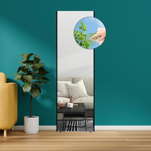 brisafe Wandspiegel Ganzkörperspiegel unzerbrechlich & modern I Spiegel 160 x 50 cm groß zum Aufhängen I dünner Aluminium-Rahmen in Schwarz I bruchsicher & leicht von brisafe
