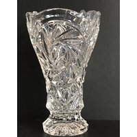 Vintage, Kristall-Windrad, Geschliffenes Glas, Überbackener Rand, Blumenvase, 7 Zoll, Excellenter Zustand von brocantechezaicha
