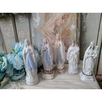 Antik Bisquit Porzellan Figur Maria Madonna Lourdes Notre Dame Muttergottes Jungfrau Statuette 1900 Brocante Gemarkt U.a. Frankreich von brocantemonamour