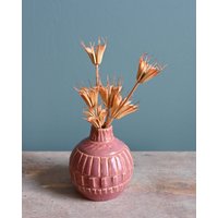 Handgemachte Rosa/Lila Keramik Vase, 3, 5 cm Hoch, Keramik, Steinzeug Ton, Kunst von brooklynglobal