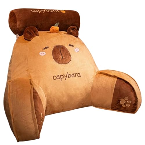 Capybara Rückenlehne - Cartoon Plüsch Kissen Keilform mit Armlehne | Kreative Autositz Lendenwirbelstütze Home Nachttisch Kissen zum Entspannen Lesen von brooksnaji