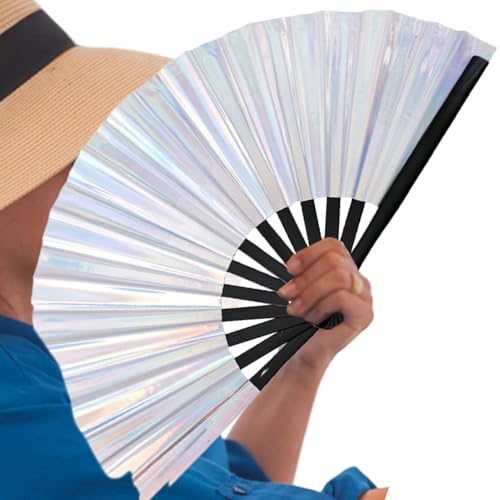 Faltbarer Handventilator, Faltbarer Reflektierender Performance-Ventilator, Tragbare Reflektierende Performance-Requisiten für Karneval, Regenbogen-Outfits, Disco-Party von brooksnaji