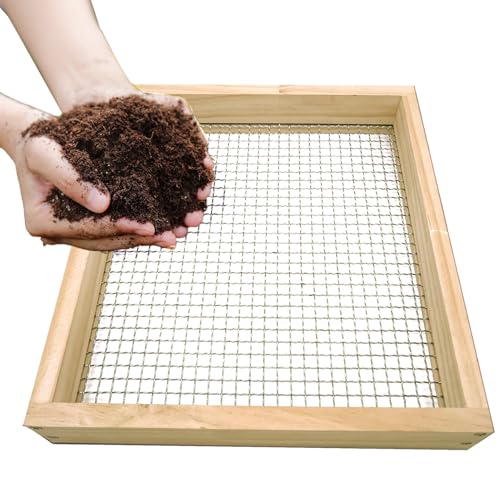 Felsieb aus Holz | Multifunktionales Kiessieb | Wiederverwendbarer Gartenbedarf, Bonsai-Werkzeug mit großer Kapazität für die Kompostaufbereitung von brooksnaji