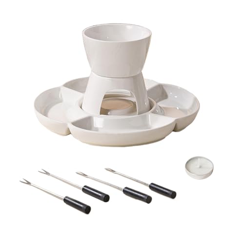 Interaktives Fondue-Equipment-Set - Fondue-Kochset, Keramik-Fondue-Set | Interaktives Fondue-Set mit Gabel und Tablett, Warmhalteschalen Set für Fondue von brooksnaji
