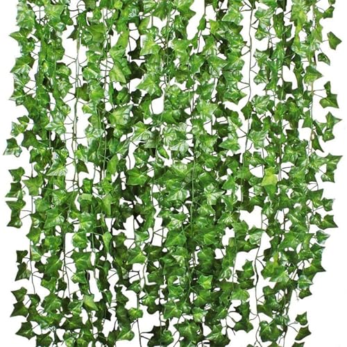 Künstliche Ivy Girlande - 7,2 Fuß Realistische Künstliche Pflanzendekoration, Elegante Und Schöne Wasserfeste Und Langlebige Weinrebe Innen Grün | Einfach Zu Hängen Falsches Grün Für Die Wanddekoratio von brooksnaji