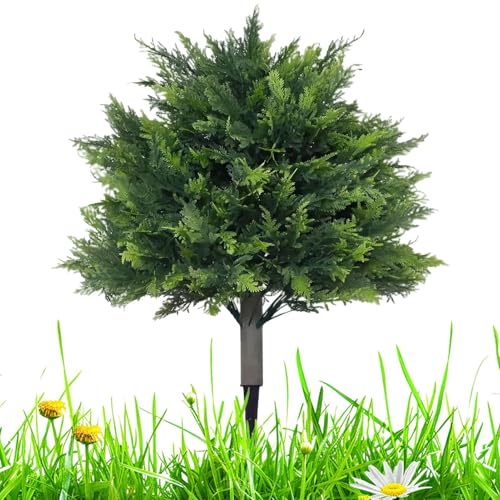 Künstlicher Zedern -Topiärbaum - Echter Innenzierbaum, Immergrüne Zypressenstil Gefälschte Pflanze | 2-Fuß-Baum Mit Einer Wasserdichten Struktur, Die Vom Wetter Nicht Beeinflusst Wird. Stachelnde Basi von brooksnaji