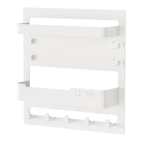 Schwebender Nachttischständer – zum Aufkleben auf Schlafzimmerregal, minimalistische schwebende Leiste | selbstklebende Seitentischhalterung mit Haken und Kabel-Clips, Organizer- für Handy von brooksnaji