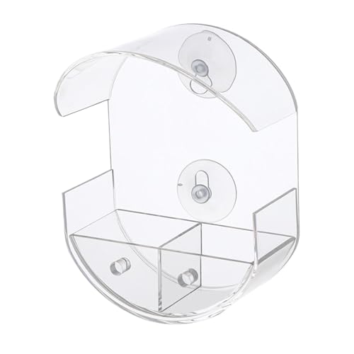 Vogel-Tablett für den Garten – Vogelfutterstation auf Saugleistung montiert, Futterbox aus Acryl | Futtertablett für Vögel, transparent und auslaufsicher, Fresser von brooksnaji