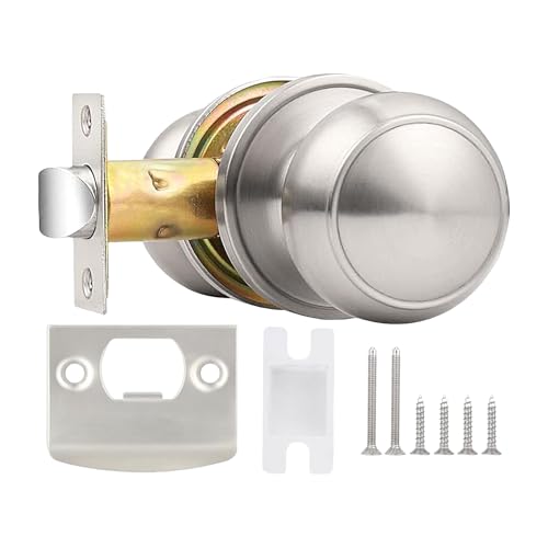 brooksnaji Eingangstür Schloss Set, Leiser Türdrücker Für Eingangstür, Set Zum Austausch Eines Schlüssellosen Türknaufs Mit Schraube Und Fallenblech Für Haus Wohnung Schule Hotel Schlafzimmer Und von brooksnaji