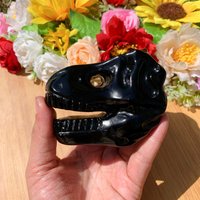 1Pc 8cm Polished Black Obsidian Crystal Carved Dinosaur Head Skull Carving Home Decor Healing Chakra Energy Mom Gifts von brosscrystal