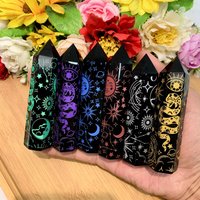 1Pc Natural Black Obsidian Tower - 10cm Carved Energy Shield, Protective Home Décor, Grounding Meditation Crystal, Ideal Spiritual Gift 1Pc Natural Black Obsidian Tower - 10cm Carved Energy Shield, Protective Home Décor, Grounding Meditation Crystal, Ideal Spiritual Gift von brosscrystal