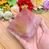 1Pc Handmade Rose Quartz Pyramid 9cm - Engraved Flowers Of Life, Energy Healing Crystal, Home Decor, Perfect Gift von brosscrystal