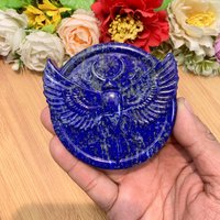 1Pc Lapis Lazuli Sacred Scarab Disc, Natural Blue Gemstone, Healing Crystal Carving, Spiritual Home Decor, Housewarming Gift von brosscrystal