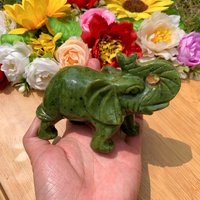 1Pc Polished Natural Green Jade Crystal Elephant Quartz Carved Animal Carving Home Decor Healing Chakra Energy Mom Gifts von brosscrystal