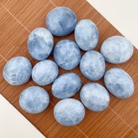 Blue Celestite Pocket Stone - Calcite Calming Crystal For Energy Work, Unique Home Decor Gift Item, Father's Day von brosscrystal