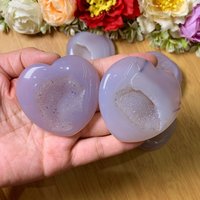 Druzy Agate Heart, Polished Crystal Geode Palm Stone, Quartz Pocket, Gemstone Spiritual Gifts von brosscrystal