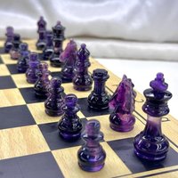 Fluorite Crystal Chess Set - Hand-Carved Dual-Tone Gemstone Board Game, Elegant Home Decor, Unique Housewarming Gift, Father's Day Gift von brosscrystal