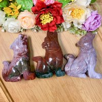 Handmade Ocean Jasper Wolf, Colorful Crystal Carved Wolf, Polished Jasper, Wolf Healing Crystals Carving Stone, Gift von brosscrystal