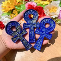 Lapis Lazuli Ankh, Hand Carved Blue Crystal Home Decor, Healing Carving Life Key, Energy Crystals, Gifts von brosscrystal