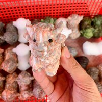 Natural Crystal Highland Cow "Kyloe" - 3.15 in Hand-Carved Mini Sculpture, Multi-stone Options, Self-standing Desktop Décor & Holiday Gift von brosscrystal