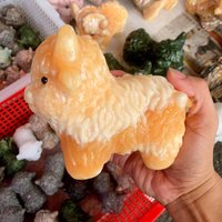 Natural Orange Calcite Highland Cow - 2.15-5.90 in Carved Kyloe Figurine, Self-standing Healing Crystal & Cute Desktop Gift Halloween von brosscrystal