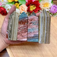 Natural Quality Polished Ocean Jasper Stone Tower Points Crystal Carving Home Decor Healing Chakra Energy Mom Gifts von brosscrystal