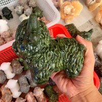 Premium Green Jade Highland Cattle - 2.15/3.15/3.94/5.90 in Cute Crystal Animal, Desktop Altar & Housewarming Present Christmas Gift von brosscrystal