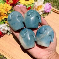 Trolleite Elephant Carving, Blue Crystal Animal For Home Decor, Healing Energy Gift, Unique Housewarming Present Father's Day Gift von brosscrystal