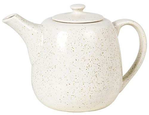 Broste Copenhagen Nordic Vanilla Teekanne aus Steingut in der Farbe Créme gesprenkelt 1,3L, Maße: 25cm x 13cm x 18cm, 14533409 von broste Copenhagen