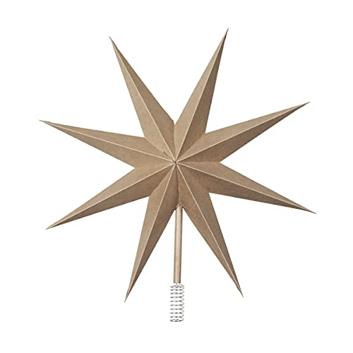 Broste Copenhagen Christbaumspitze Top Star aus Papier in der Farbe Natural Brown, 30cm, 70080390 von broste Copenhagen