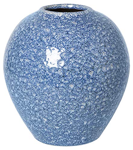 Broste Copenhagen Ingrid M Vase aus Keramik in der Farbe Blau-Weiß, Maße: 24cm x 24cm x 25,5cm, 14463233 von broste Copenhagen
