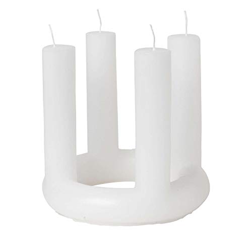 Broste Copenhagen Lucille Adventskranz Adventskerze aus Paraffin in der Farbe Pure White, Maße: 20cm x 20cm x 18cm, 45800407 von broste Copenhagen