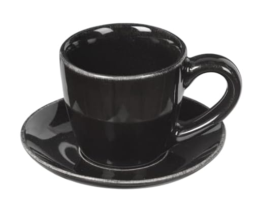 Broste Copenhagen Nordic Coal Espressotasse mit Untertasse aus Steingut in der Farbe Schwarz, Maße: 5,5cm x 5cm, 14533464 von broste Copenhagen