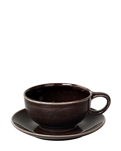 broste Copenhagen Nordic Coal Teetasse mit Untertasse, schwarz, 16cm von broste Copenhagen