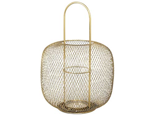 broste Copenhagen Boden Laterne, Metall, Gold, 42,5x29,5cm von broste Copenhagen