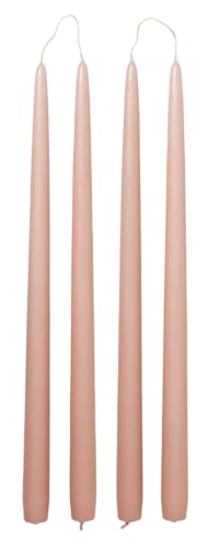 broste Copenhagen Smooth getauchte Kerze Peach pink 38cm 4er Set von broste Copenhagen