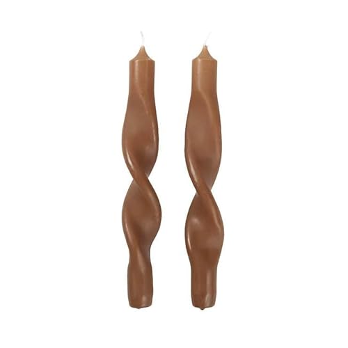 broste Copenhagen [W1] Verdrehte Kerze 'Twist' Mocca, Ø2,4Xh23 cm Bt9H S/2 von Broste